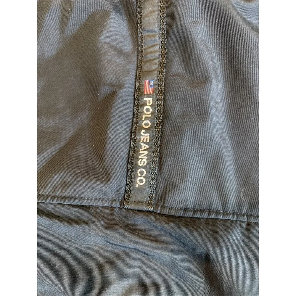 Y2K Polo Jeans Co Ralph Lauren Black Zip Jacket Mens L Nylon